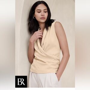 Banana Republic Factory Cream Sleeveless Blouse